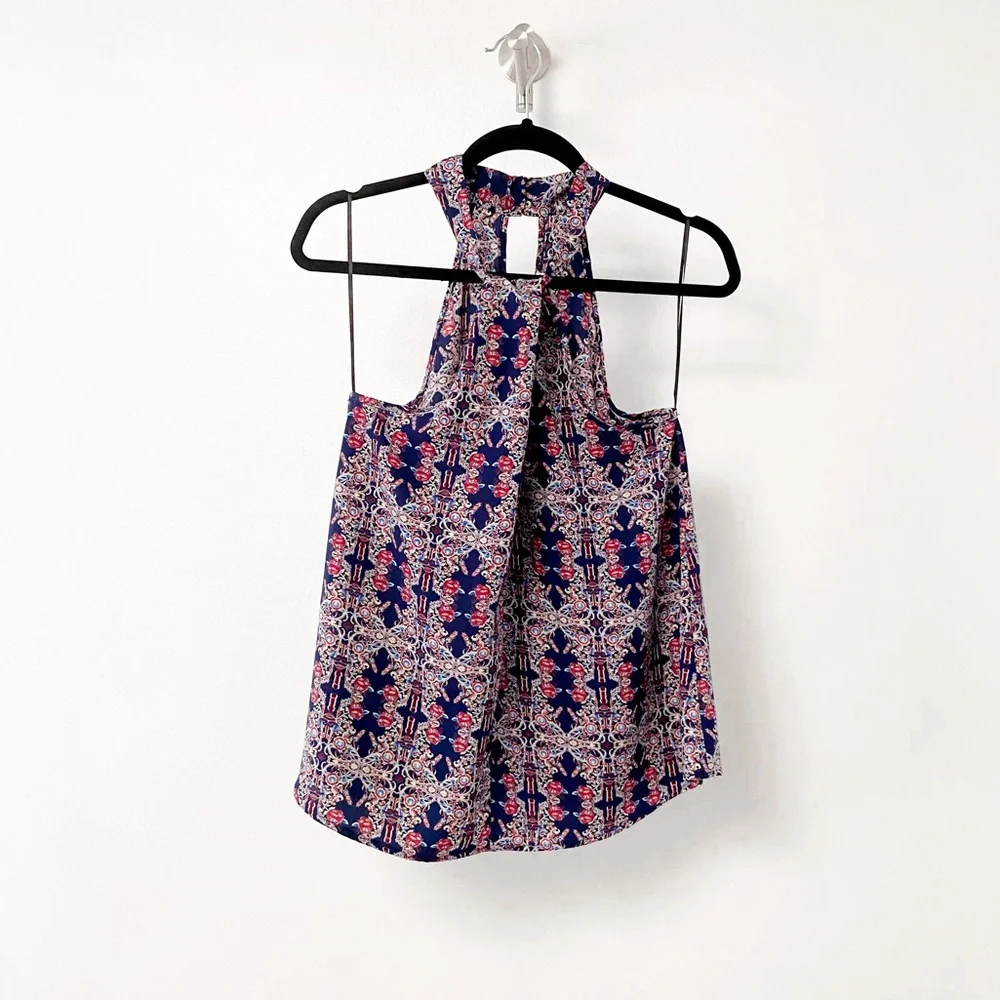 *NWT*‎ Le Lis Lyon Winter Preppy Chic Halter Twist Neck Blouse Navy Medium
